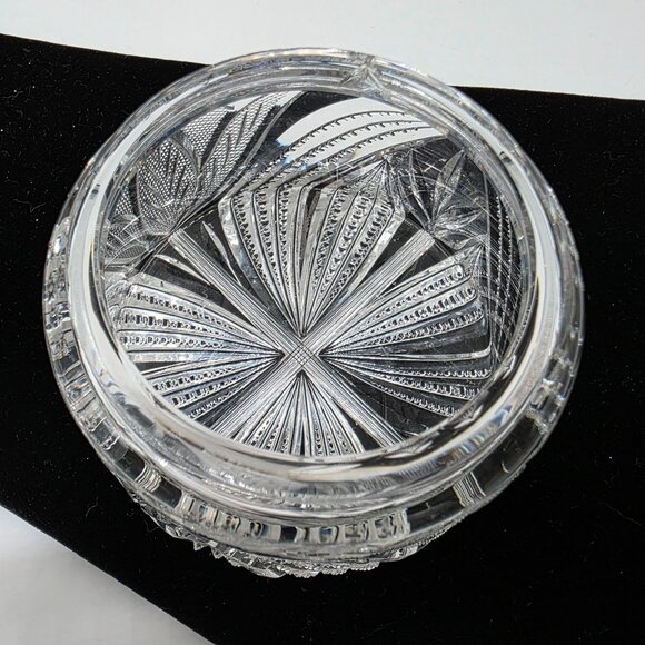 Vintage Clear Cut Glass Candy Jar With Lid Tulip 3" High 4.25" Diameter - Picture 8 of 14